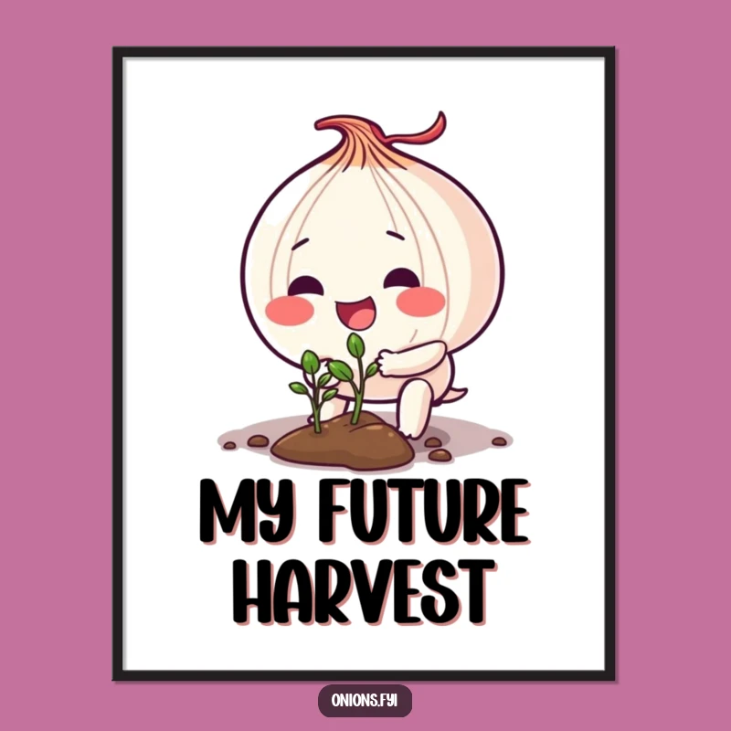 Funny Onion Planting Digital Art: Whimsical Gardener Print, Inspiring Gift