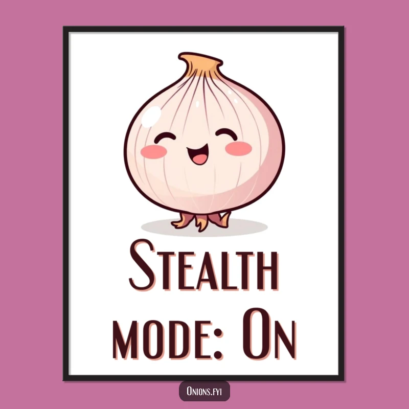 Funny Stealthy Onion Tiptoe Digital Art Print - Instant Subtle Wall Decor