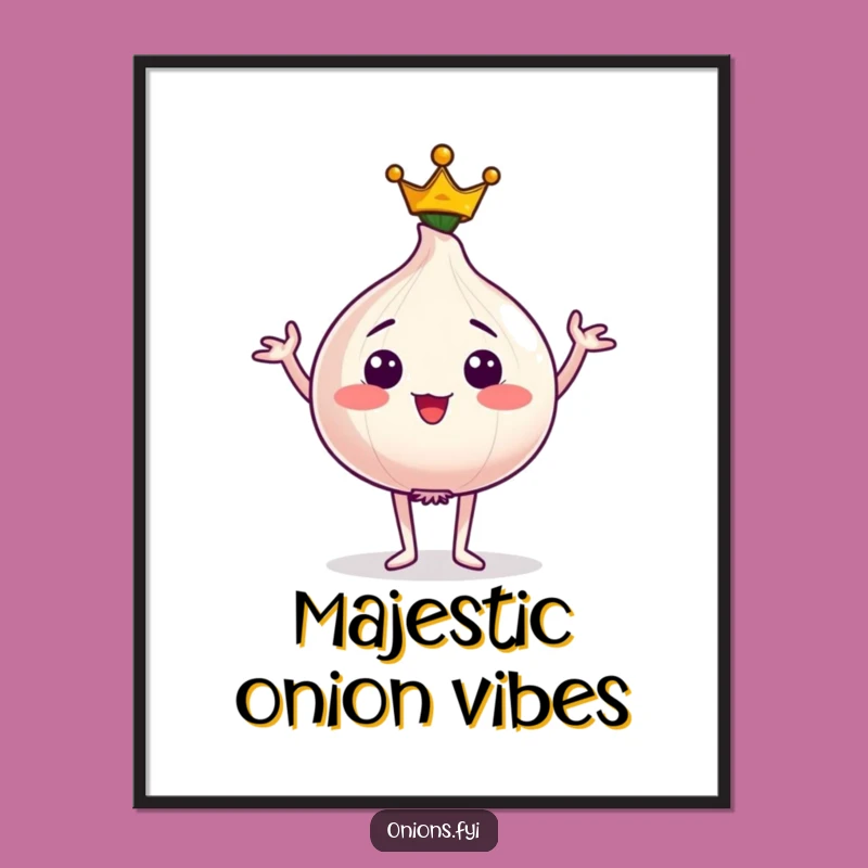 Funny Regal Art Print: Crowned Onion Digital Download, Majestic Gift