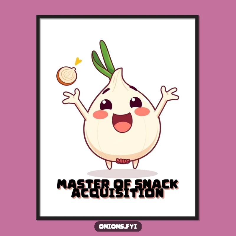 Funny Onion Catch Digital Art - Excited Veggie Print, Instant Funny Gift!