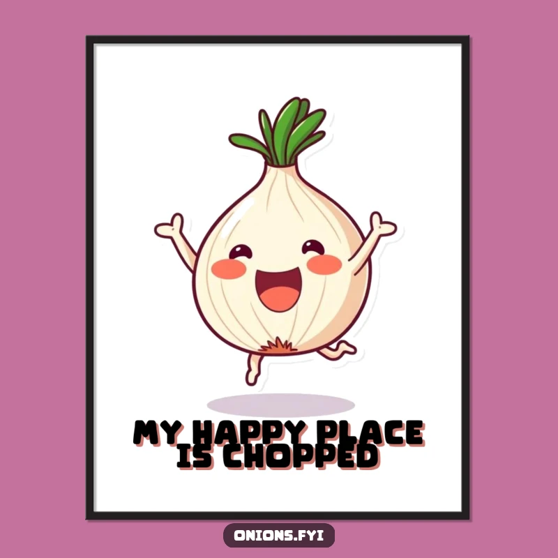 Funny Onion Digital Art: Joyful Chopped Kawaii Printable Decor