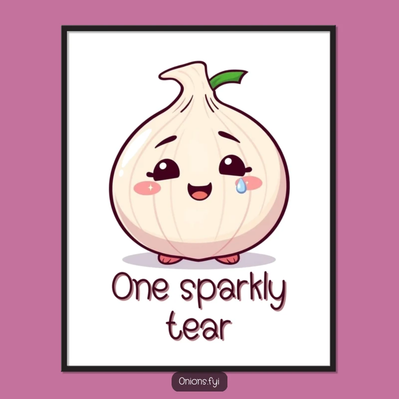 Funny Sparkly Tear Onion Digital Art: Emotional Character Instant Download