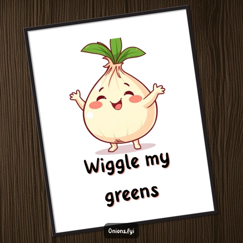 Funny onion character dancing with abandon, captured as high-resolution digital art for funny gifts.