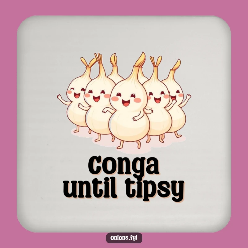 Funny Onion Conga Line Coaster - Festive Veggie Party Protection