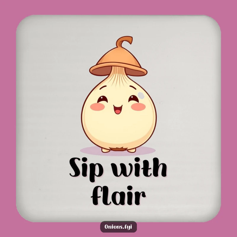 Funny Cheerful Onion Hat Drink Coaster - Protect Surfaces with Style
