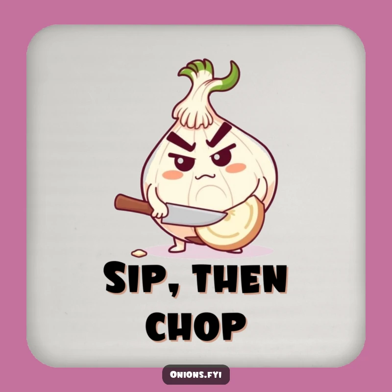 Funny Determined Onion Coasters - Protect Surfaces with Focused Flair!