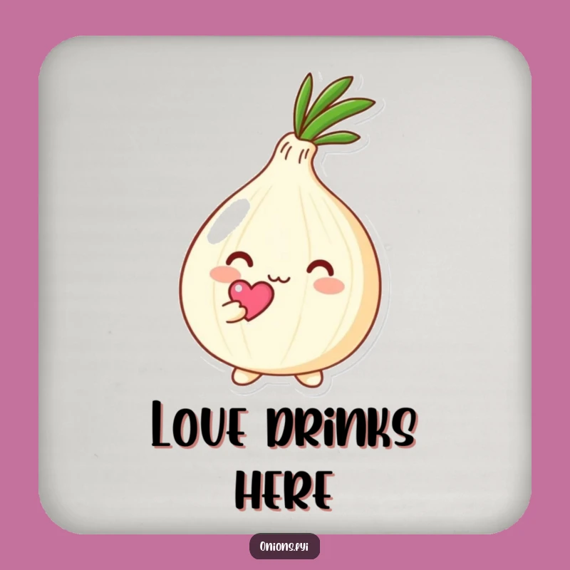 Funny Kawaii Onion Heart Coasters: Cute Loving Onion Drink Gift