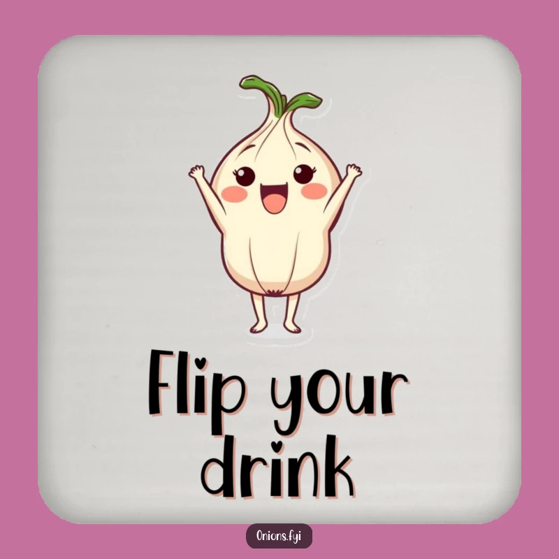 Funny Onion Headstand Drink Coaster: Protect Surfaces with Veggie Comedy