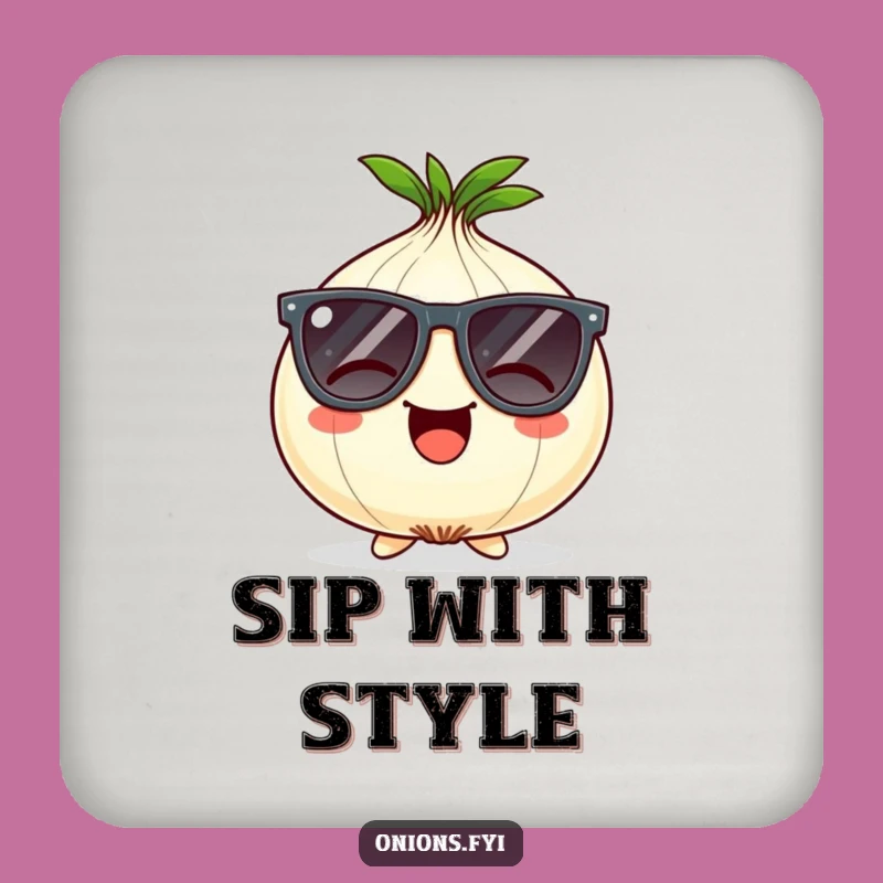 Funny Onion Sunglasses Coasters: Protect Surfaces with Cool & Giggling Vibes