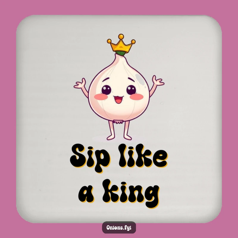 Funny Regal Coaster: Crowned Onion Detail, Majestic Drink Gift
