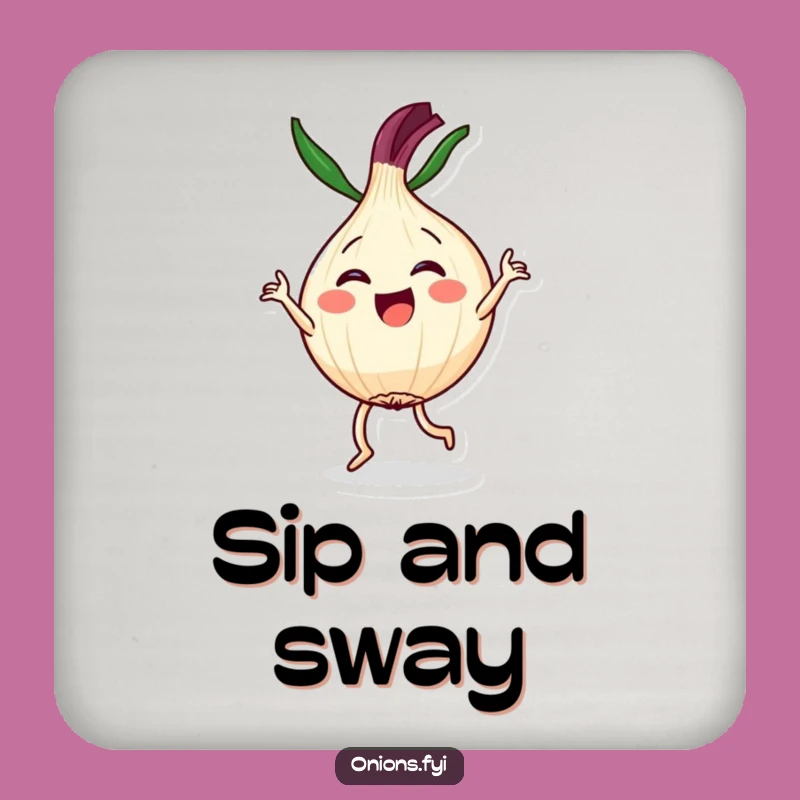 Kawaii Dancer Onion Drink Coaster: Joyful Dance, Cute & Funny, Protect Gift