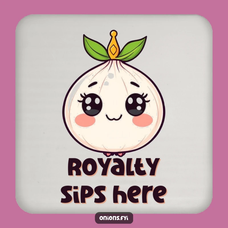 Funny Crowned Onion Coaster: Protect Surfaces with Regal Veggie Humor