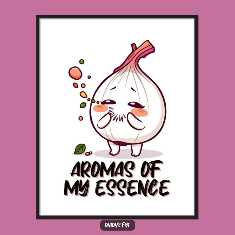 Funny Onion Sneeze Poster: Savory Herb Dust Art - Funny Wall Decor!