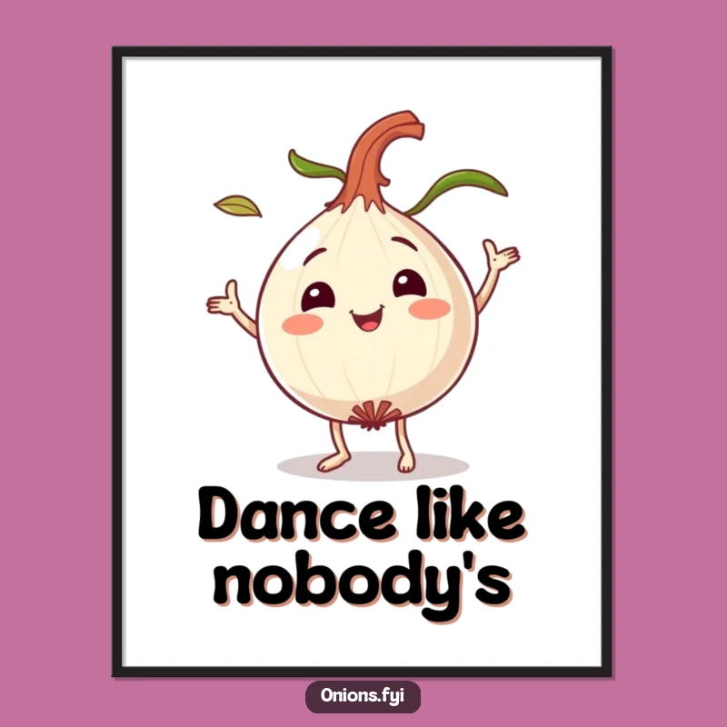 Funny Dancing Onion Poster - Hilarious Joyful Art for Lively Spaces