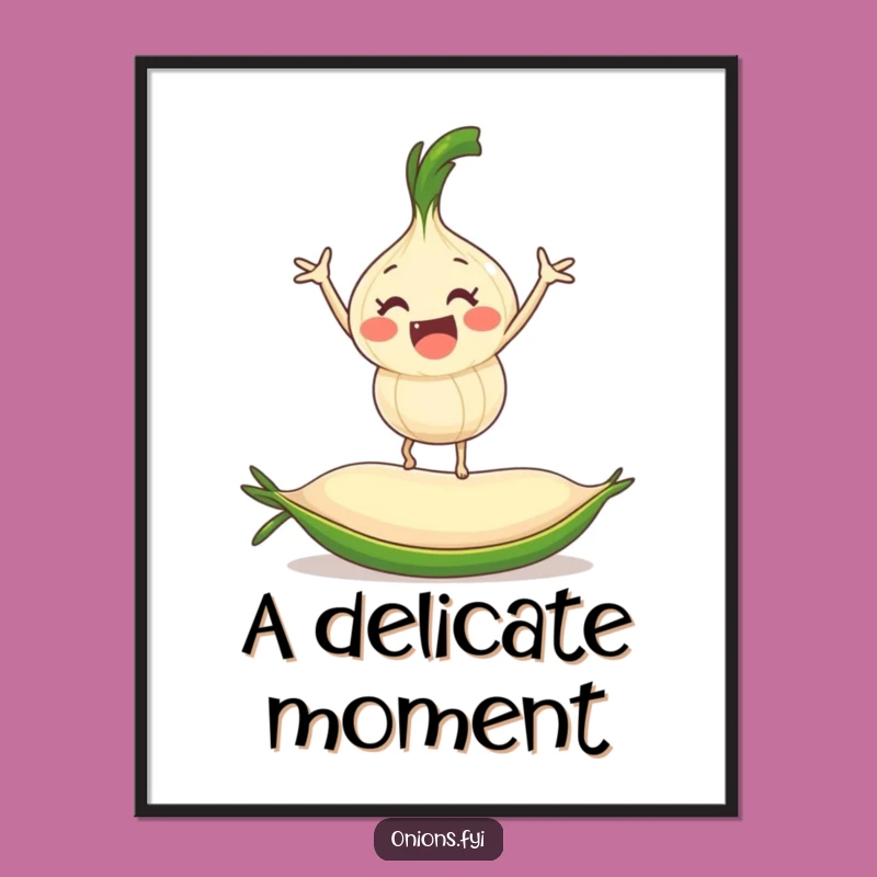 Funny Balancing Onion Poster: Hilarious Peas-ful Wall Art