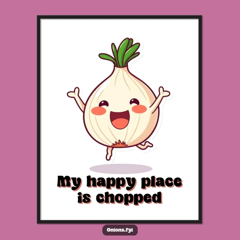 Funny Chopped Onion Poster: Joyful Kawaii Art for Kitchen Decor