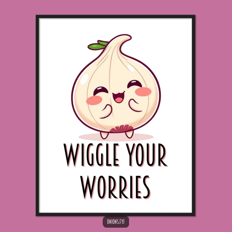 Funny Kawaii Onion Poster: Wiggle Art, Perfect Cute Wall Decor!
