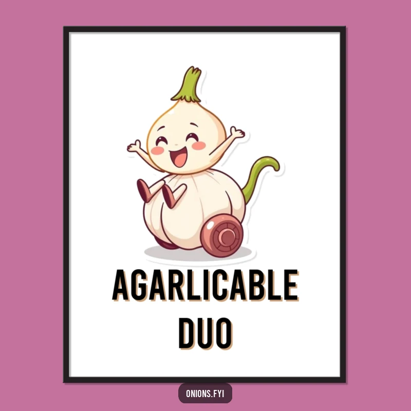 Funny Onion Garlic Ride Poster - Hilarious Veggie Adventure Wall Art, Perfect Gift