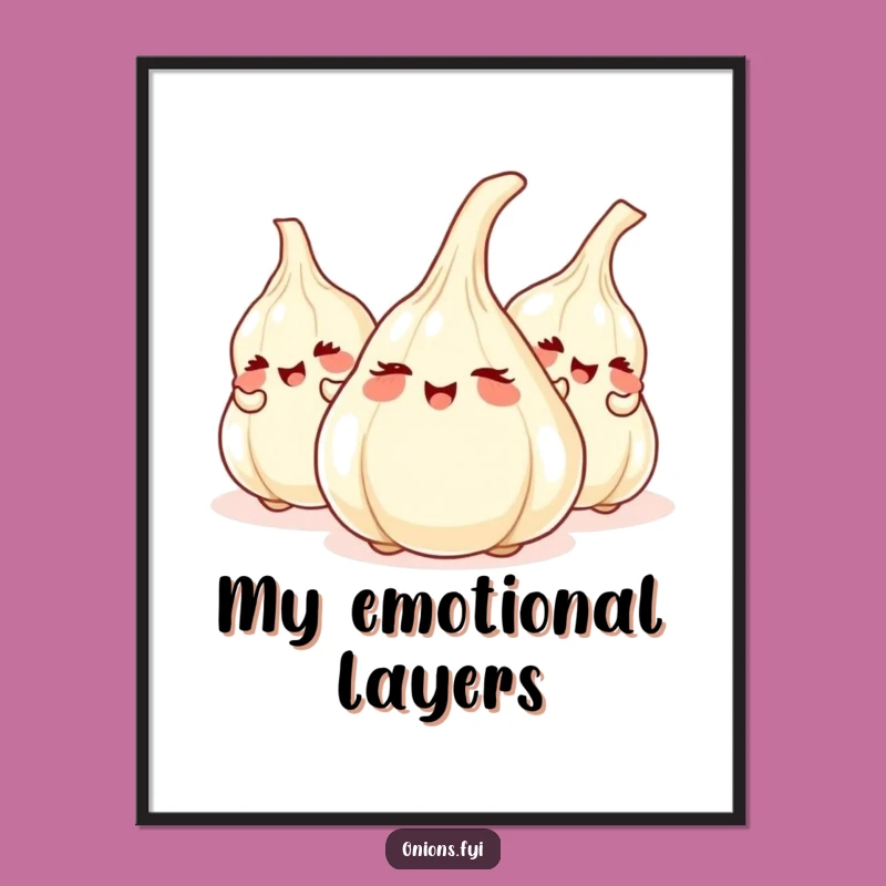 Funny Onion Hide-and-Seek Poster: Giggling Veggies, Quirky Garlic Hideout Art