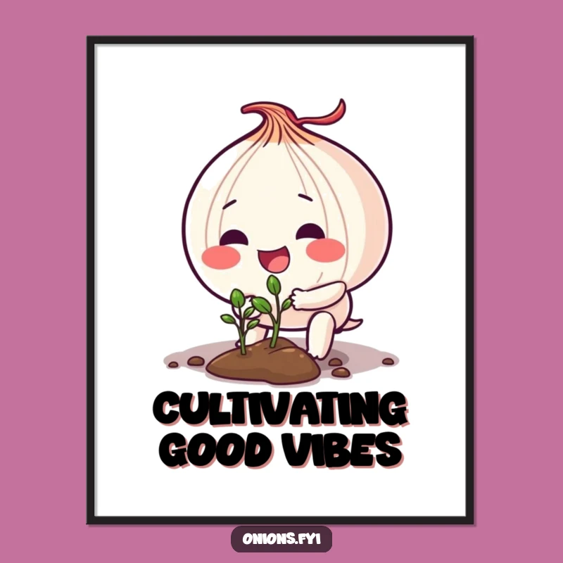 Funny Onion Planting Poster: Whimsical Gardener Art, Unique Gift