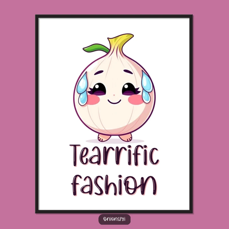 Funny Onion Poster: Tear Earrings Decor, Whimsical Veggie Art, Unique Gift