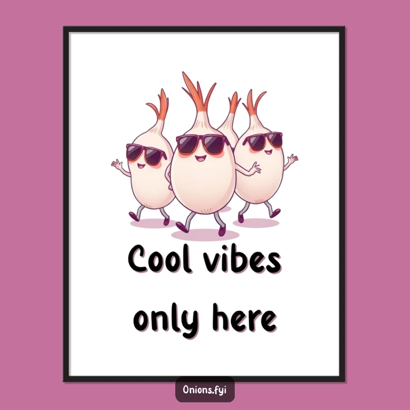 Funny Onion Sunglasses Poster - Dancing Veggie Crew Art, Great Funny Gift!