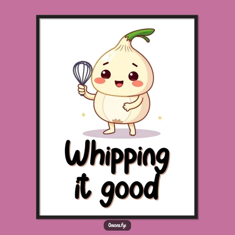 Funny Onion Whisking Poster: Whimsical Kitchen Art for Aspiring Chefs Gift