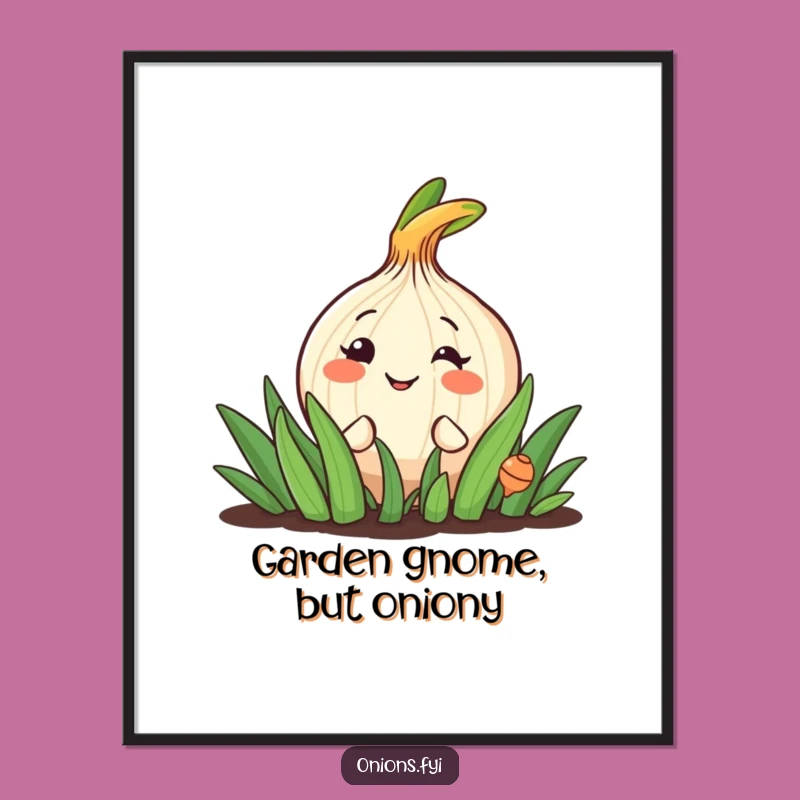 Funny Peeking Onion Poster: Cheerful Garden Grin Art Funny Gift!