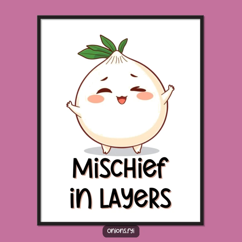 Funny Winking Onion Poster: Mischievous Character Art for a Playful Space