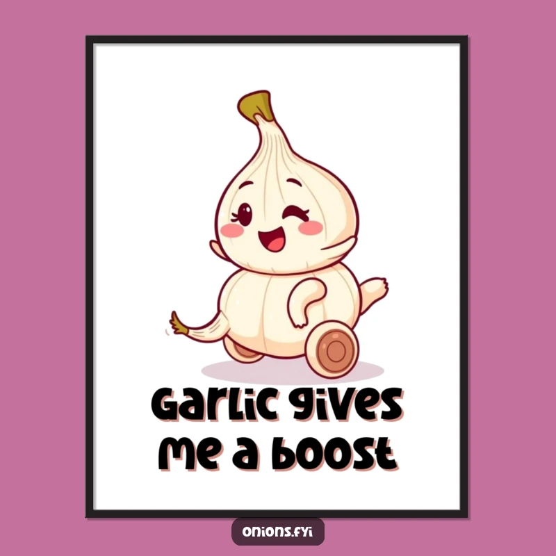 Funny Onion Garlic Ride Poster: Playful Wink Art Funny Gift!