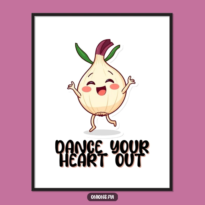 Kawaii Dancer Onion Poster: Joyful Dance, Cute & Funny, Wall Art Gift