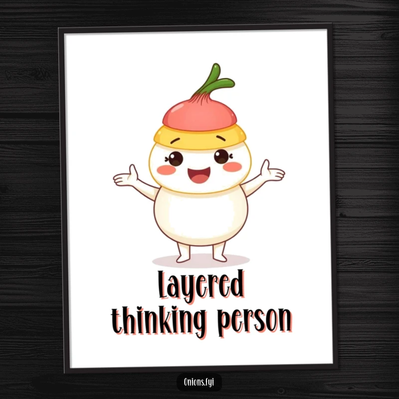 Funny Onion Juggling Poster: A smiling onion character expertly tossing vibrant onion layers, creating a visually amusing scene.