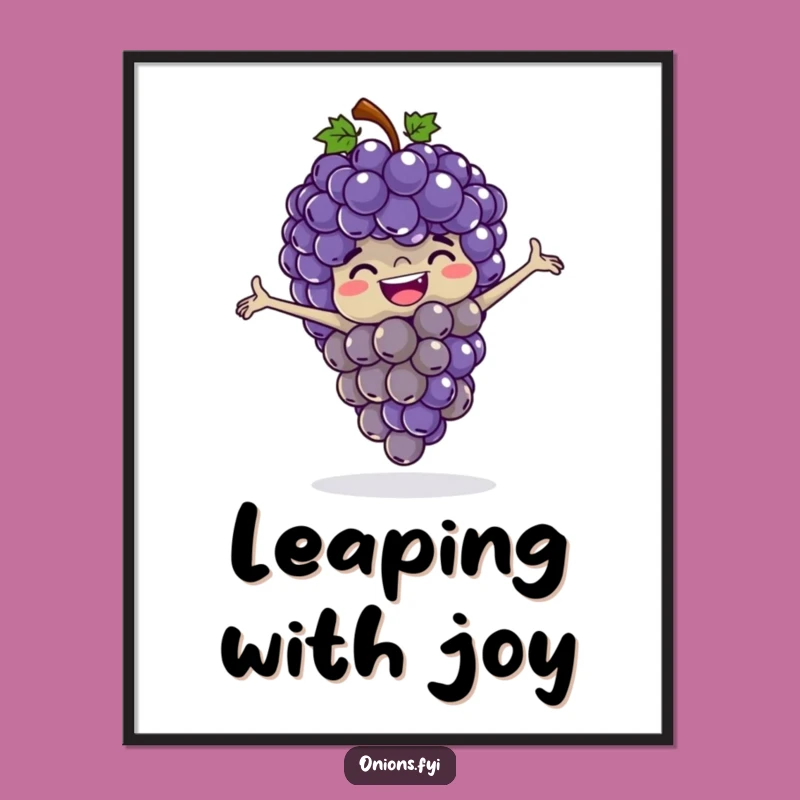 Funny Grapes Leapfrog Poster - Hilarious Wall Art for Kitchens & Playful Spaces