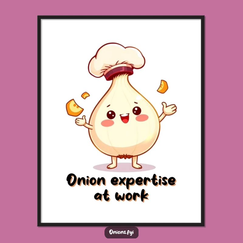 Funny Juggling Chef Onion Poster - Vibrant Wall Art for a Cheerful Kitchen!