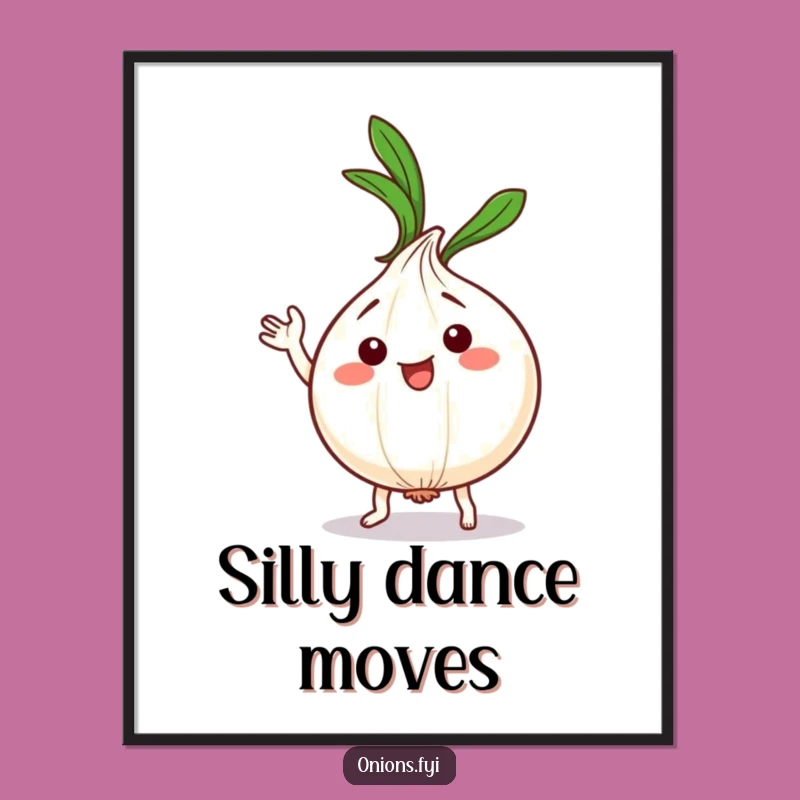 Funny Kawaii Onion Dance Poster - Whimsical Art of Silly Moves, Gift Idea