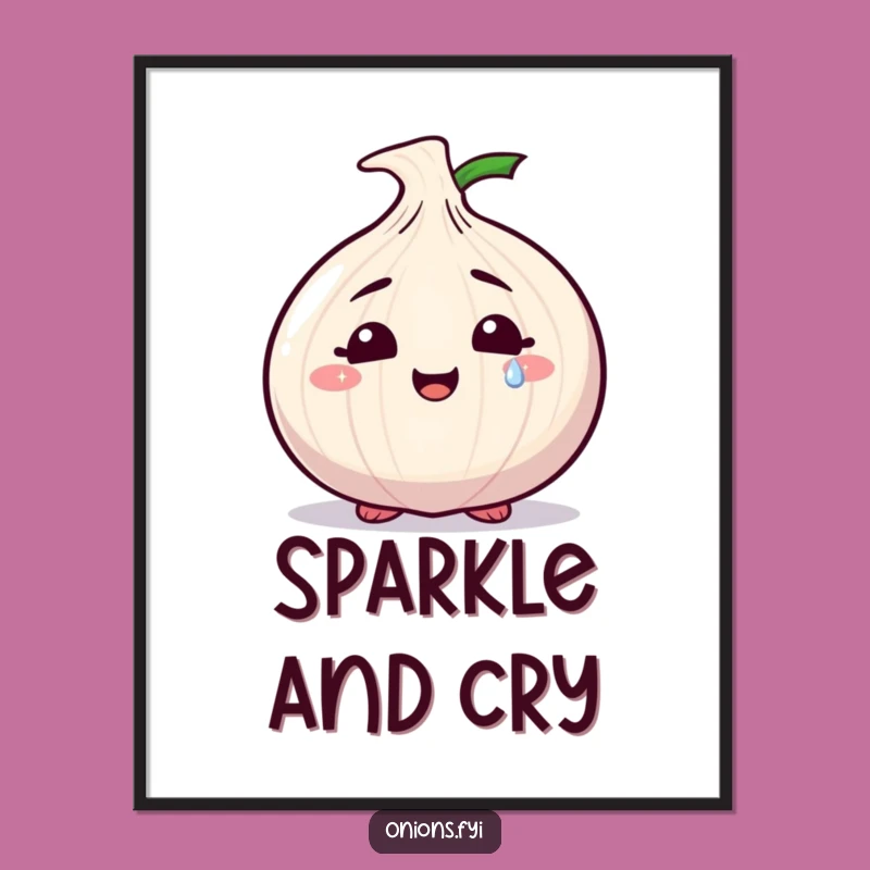 Funny Sparkly Tear Onion Poster: Emotional Character Art for a Gentle Space