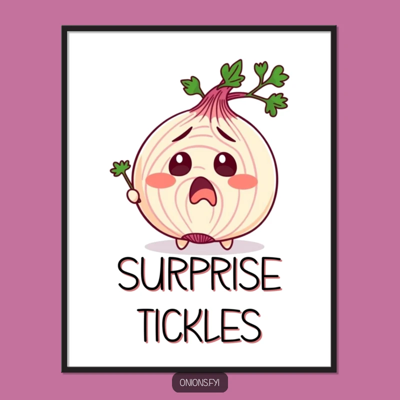Tickled Onion Poster: Surprised Face, Parsley Fun, Wall Art Funny Gift