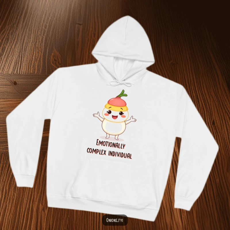 Funny Onion Juggling Hoodie: A delighted onion character in mid-juggle with colorful onion slices, bringing smiles and warmth.