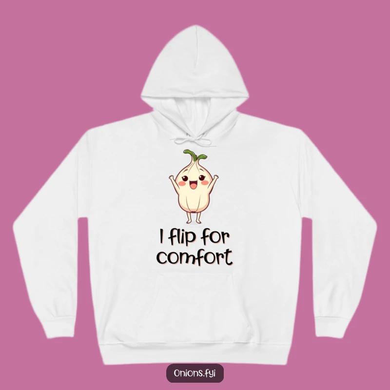 Funny Onion Headstand Hoodie: Cozy Veggie Yoga Apparel for a Smiley Day
