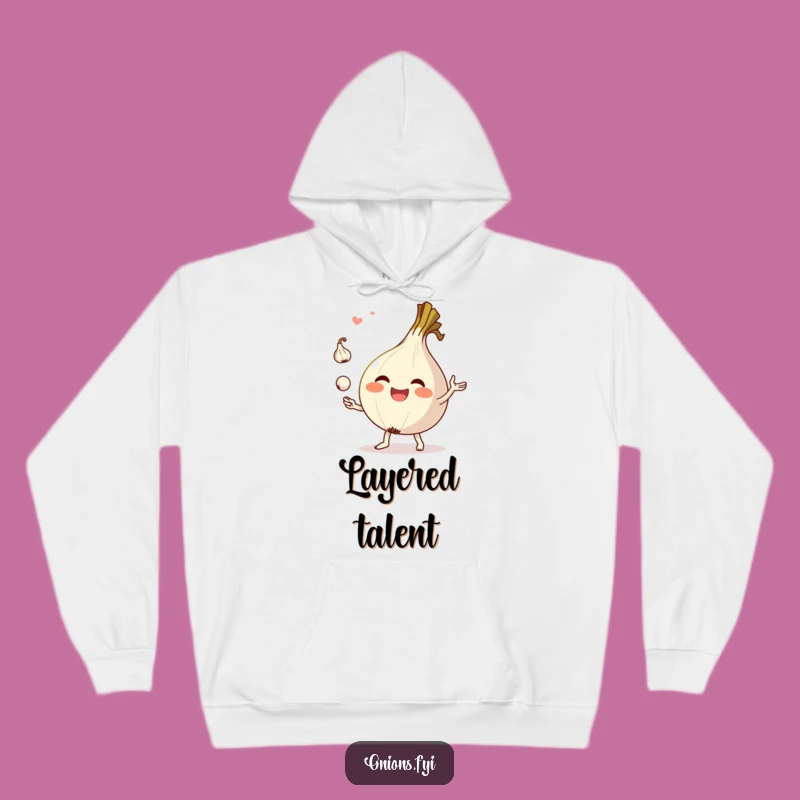 Funny Onion Juggling Garlic Hoodie - Cozy and Hilarious Gift for Kitchen Enthusiasts