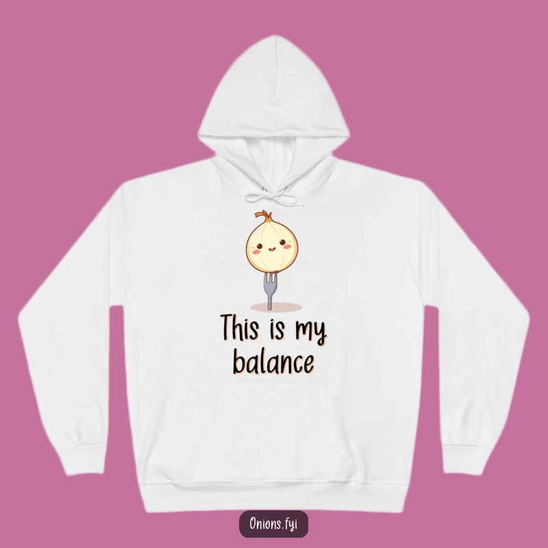 Funny Balancing Onion Hoodie - Cozy Humor for the Food-Obsessed