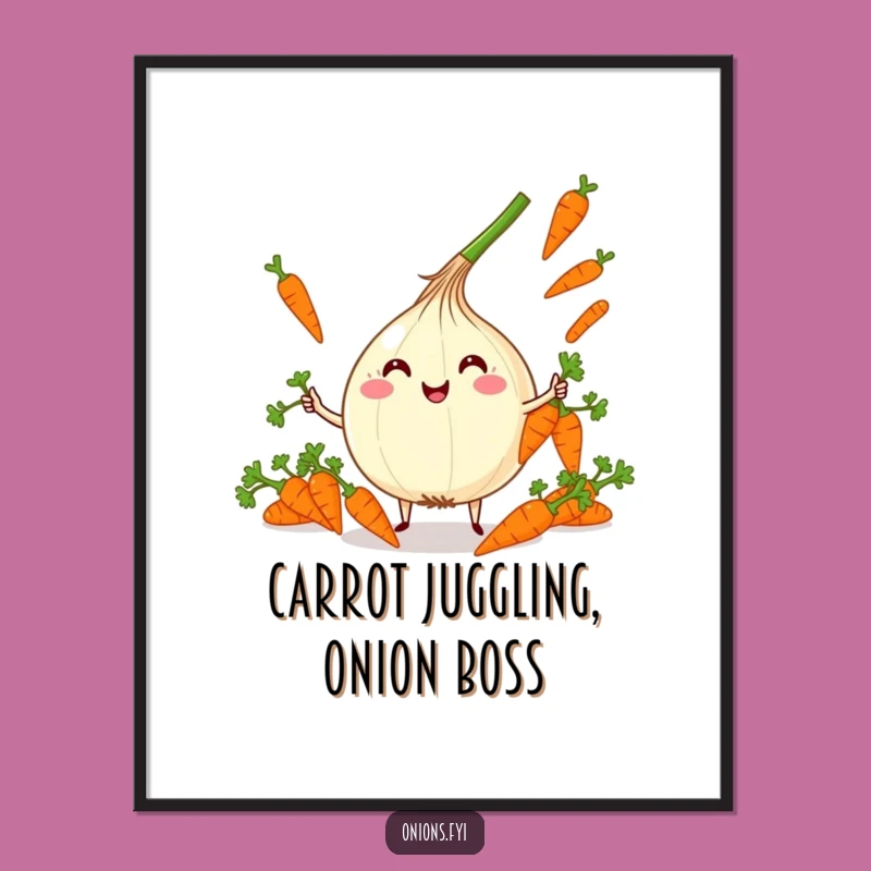 Funny Free Printable Wall Art: Juggling Onion Carrots, Quirky Downloadable Decor