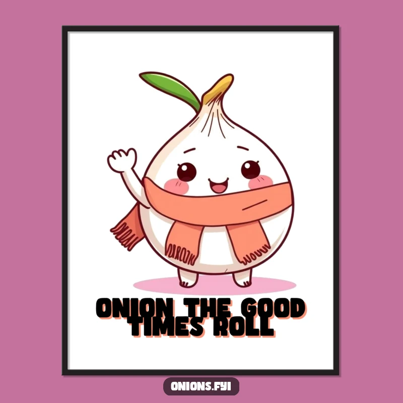 Free Printable Funny Onion Wall Art - Joyful Scarf Wave Downloadable Decor