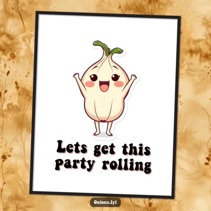 Funny free printable wall art featuring a cute onion character performing an enthusiastic headstand, adding quirky decor.