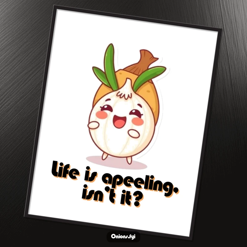 Funny Free Printable Wall Art: An onion character peeks playfully from behind a potato, ready for a fun game of hide-and-seek.