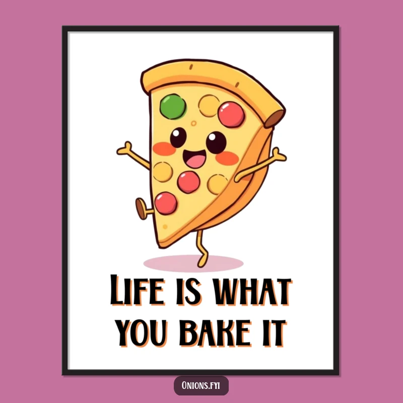 Funny Free Printable Wall Art: Cartwheeling Pizza Slice Downloadable Decor