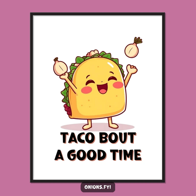 Funny Free Printable Wall Art: Juggling Taco Downloadable Decor DIY