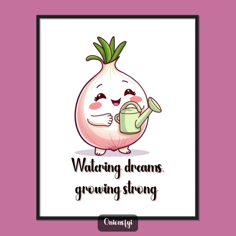 Funny Free Printable Wall Art: Proud Onion Gardener, Tiny Watering Can, Whimsical Downloadable Decor