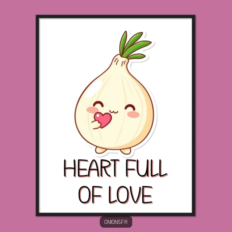 Funny Free Printable Wall Art: Kawaii Onion Heart Decor, Downloadable Affectionate Gift