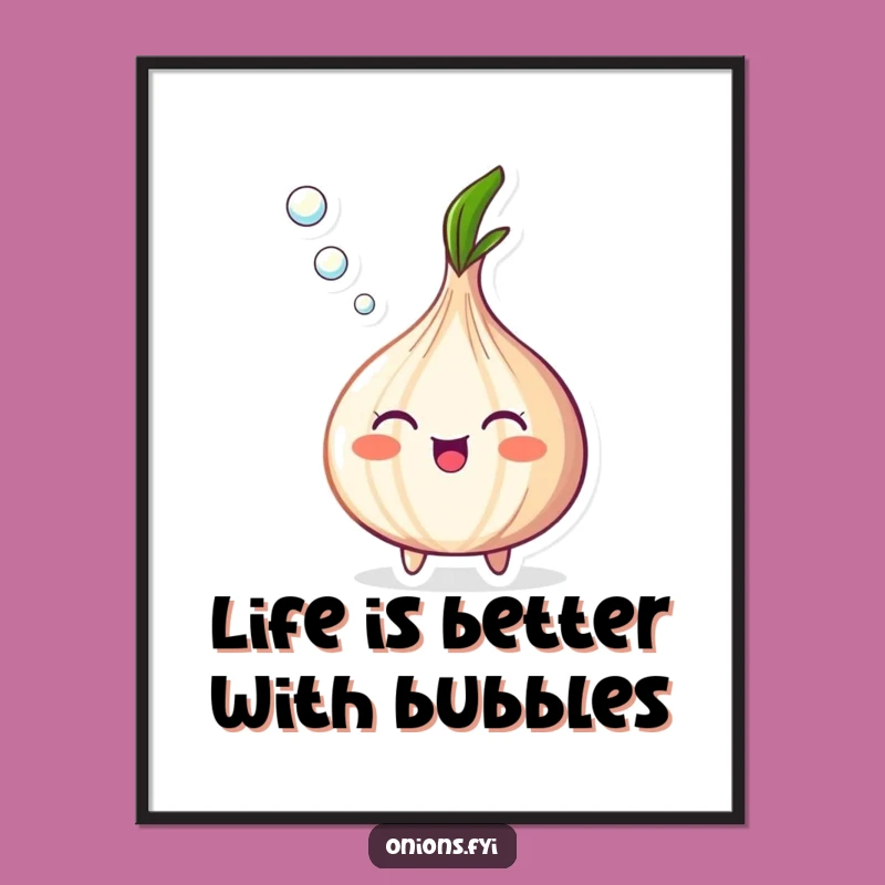 Free Printable Wall Art: Funny Onion Blowing Bubbles, Adorable Home Decor Download